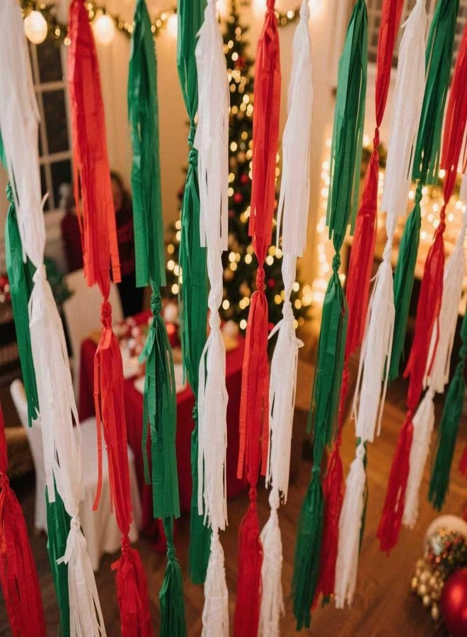 KUNYYI Red White and Green Paper Tassels 30pcs Streamers Christmas Theme Graduation Birthday Wedding Party Decoration - Image 4